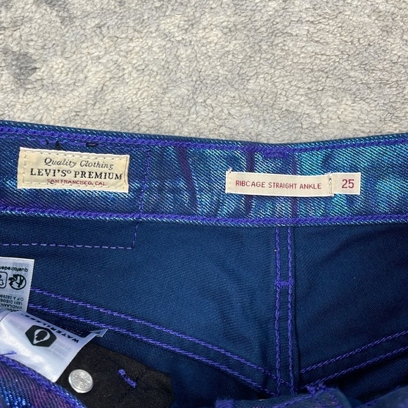 New Levis Shine Ribcage Straight Ankle Jeans Candy Coated Purple Iridescent 25 - Picture 10 of 17